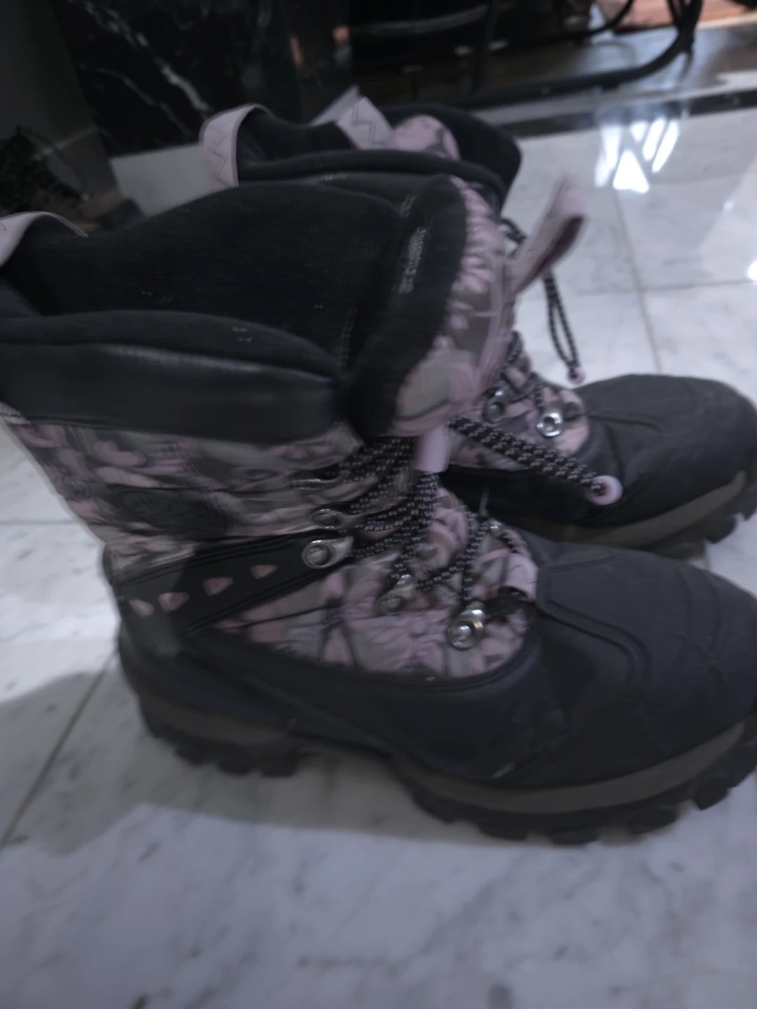 Winter Boots - Pink Floral Pattern