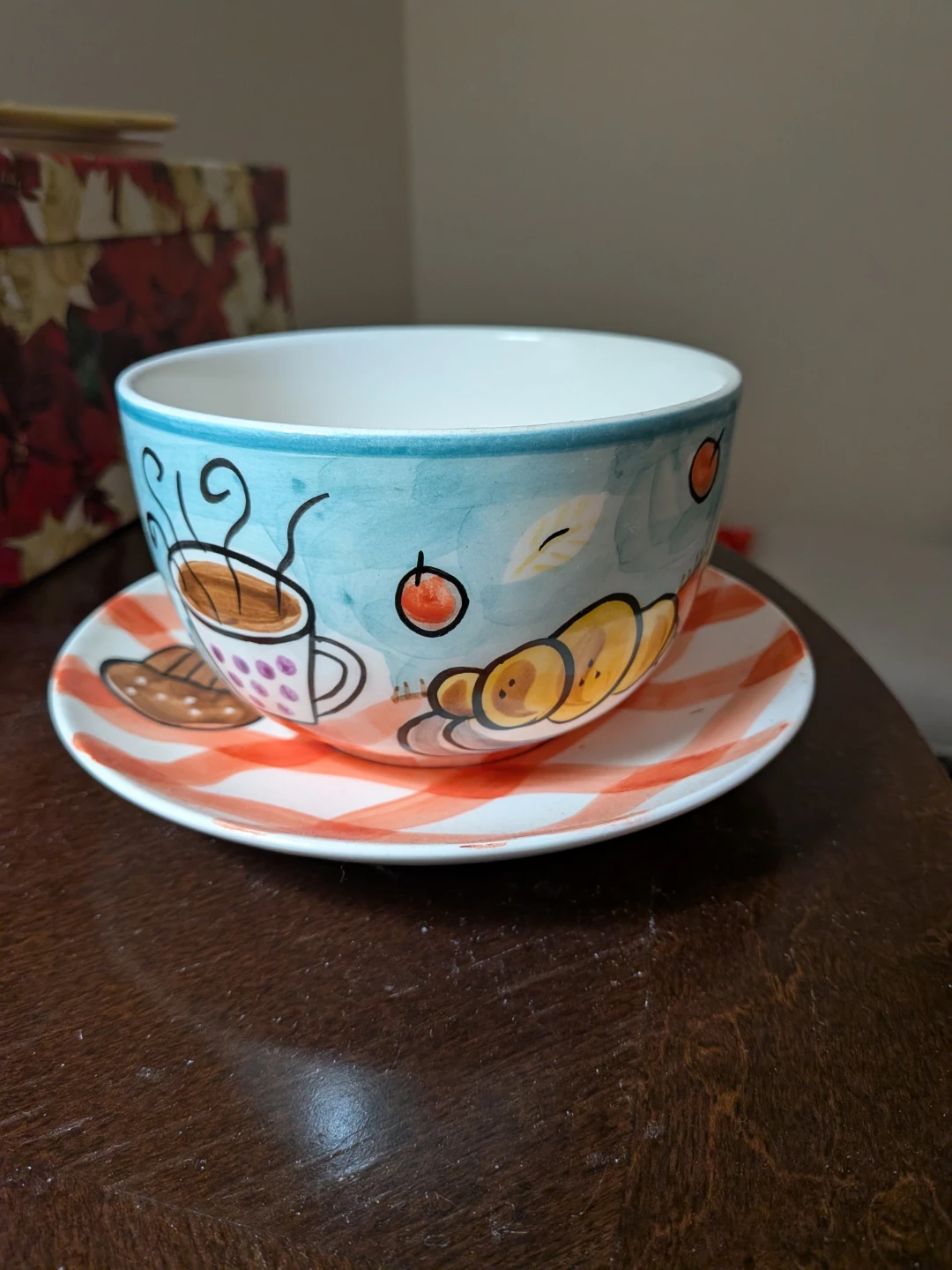 Hand-Painted Ceramic Coffee Mug and Saucer Set - photo 3