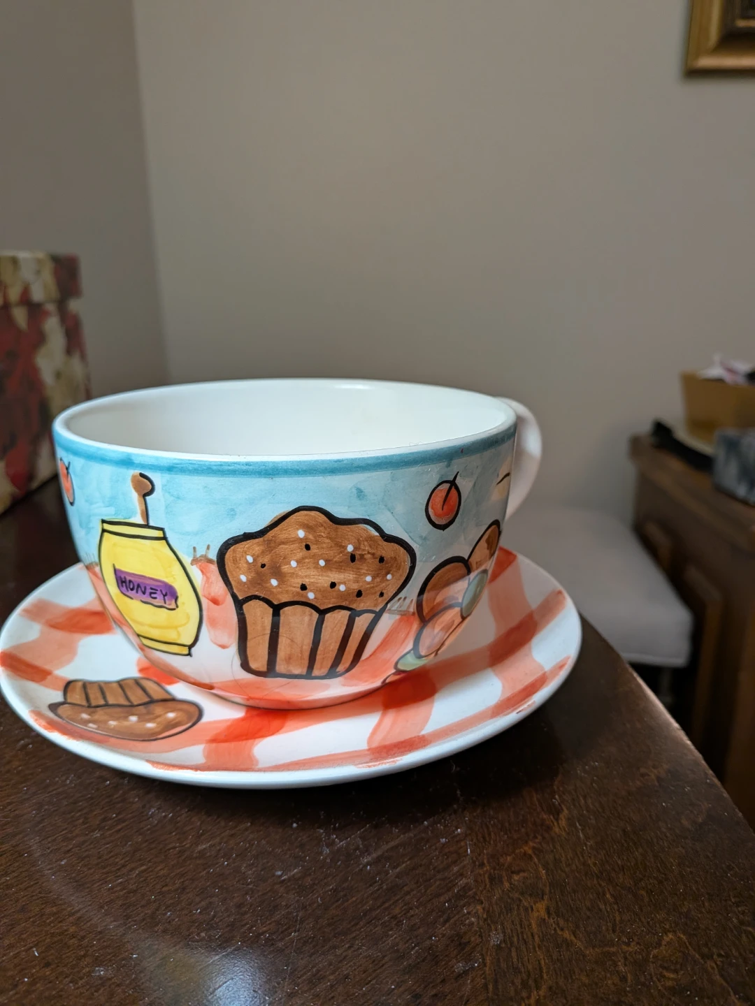 Hand-Painted Ceramic Coffee Mug and Saucer Set - photo 4