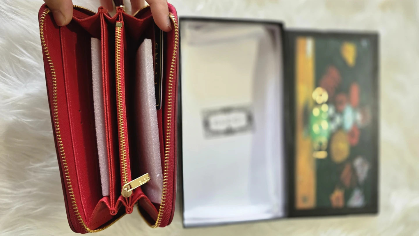 Red Leather Zip Around Wallet - photo 2