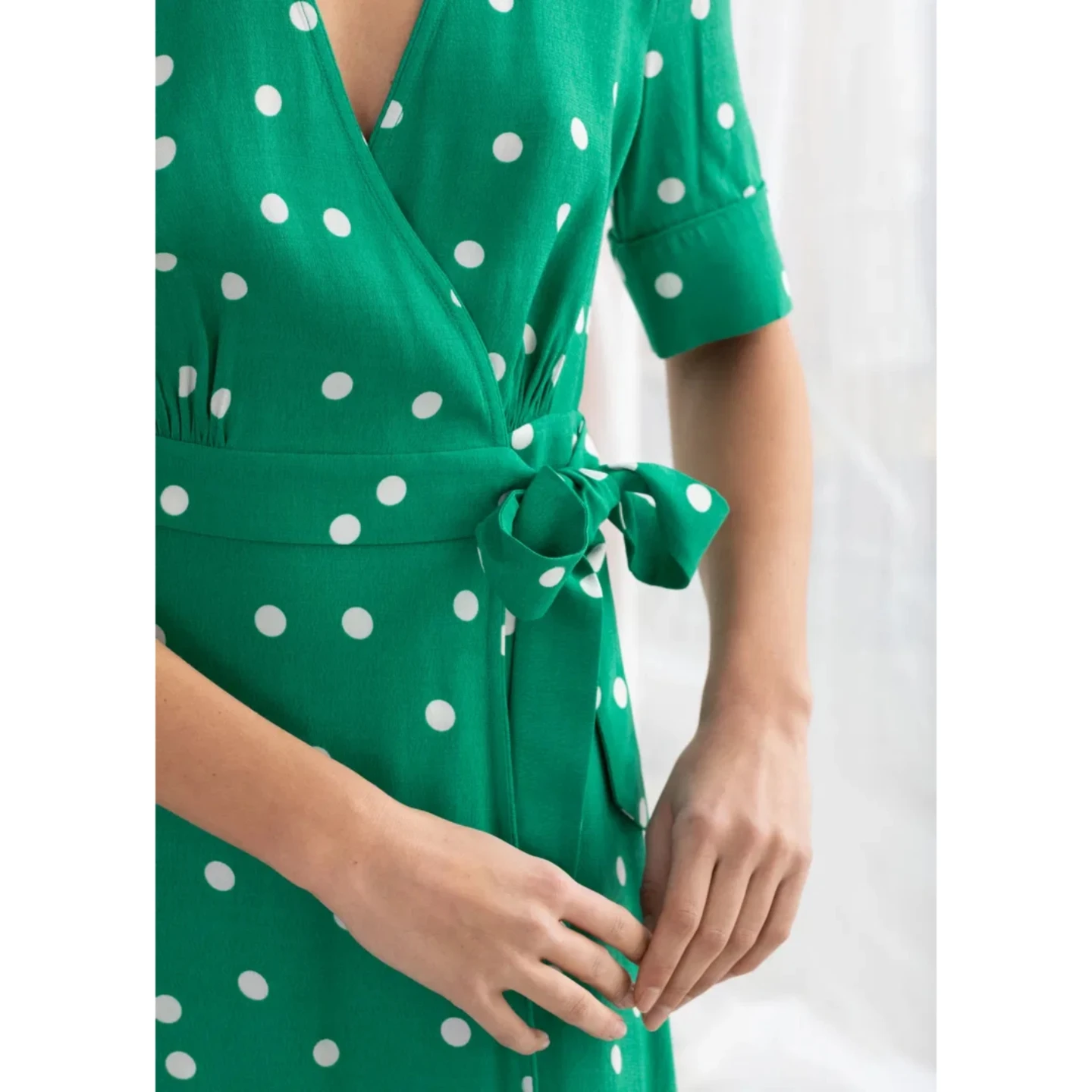 Other Stories Green Polka Dot Midi Wrap Dress - photo 3