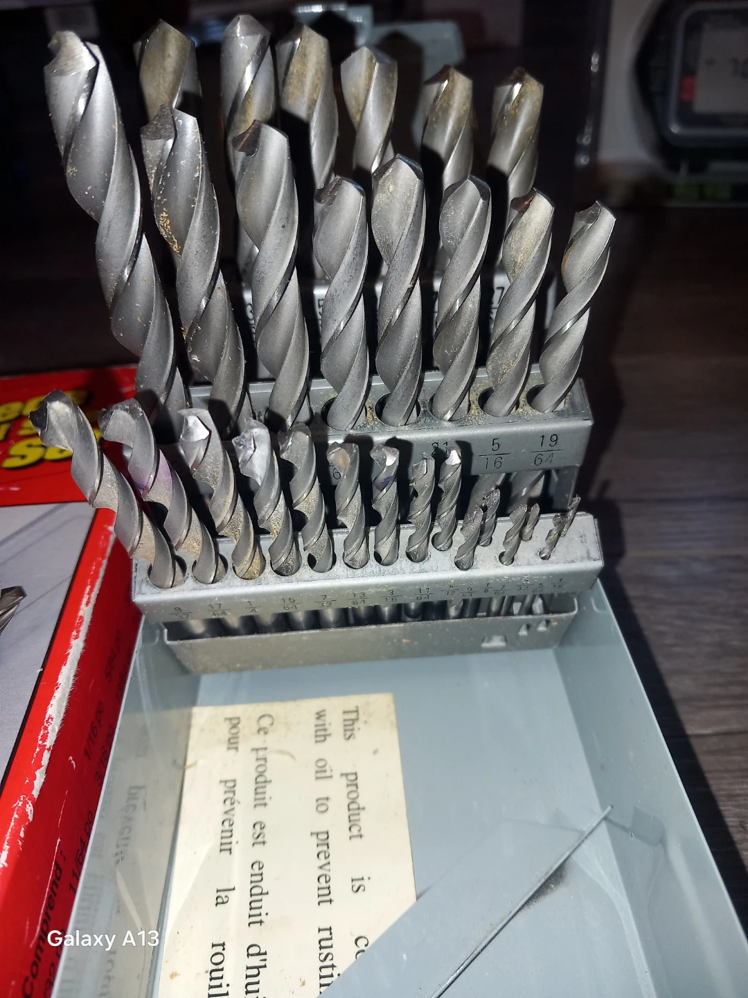 29-piece High Speed Steel (HSS) SAE drill bit set in a metal - photo 2