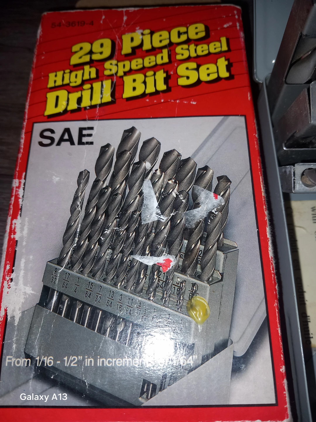 29-piece High Speed Steel (HSS) SAE drill bit set in a metal - photo 3