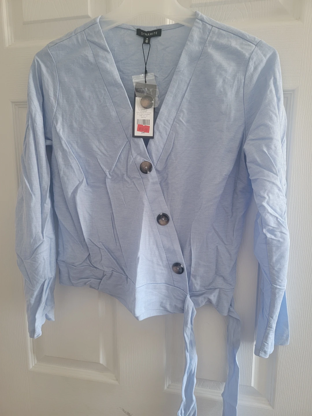 Dynamite light blue wrap top size small