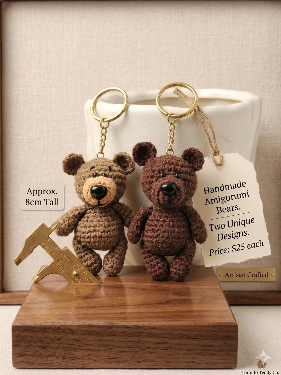 Handmade Amigurumi Teddy Bear Keychain - photo 3