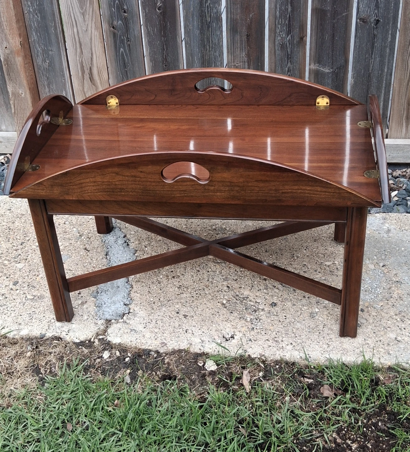 Wooden vintage Folding Tray Table with Handles