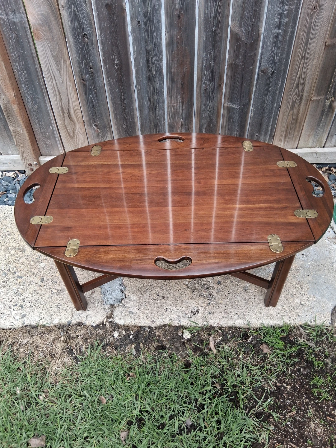 Wooden vintage Folding Tray Table with Handles - photo 2