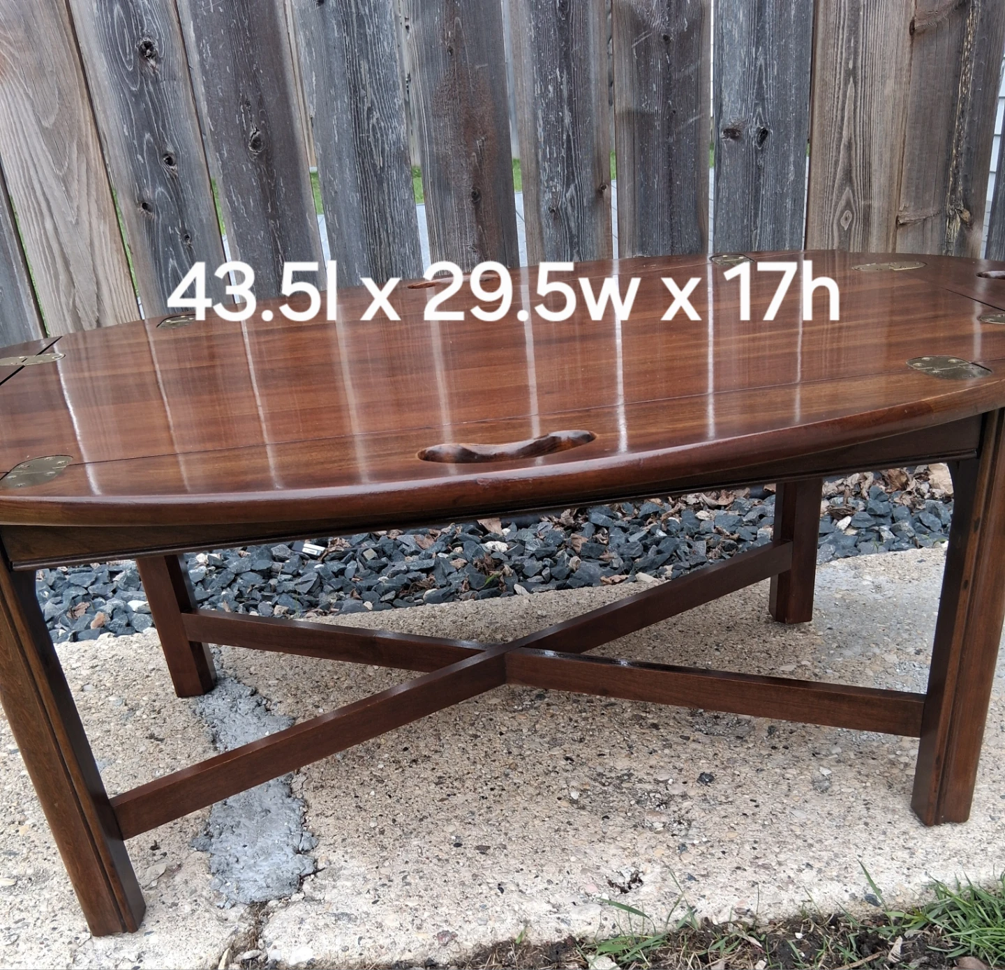 Wooden vintage Folding Tray Table with Handles - photo 3