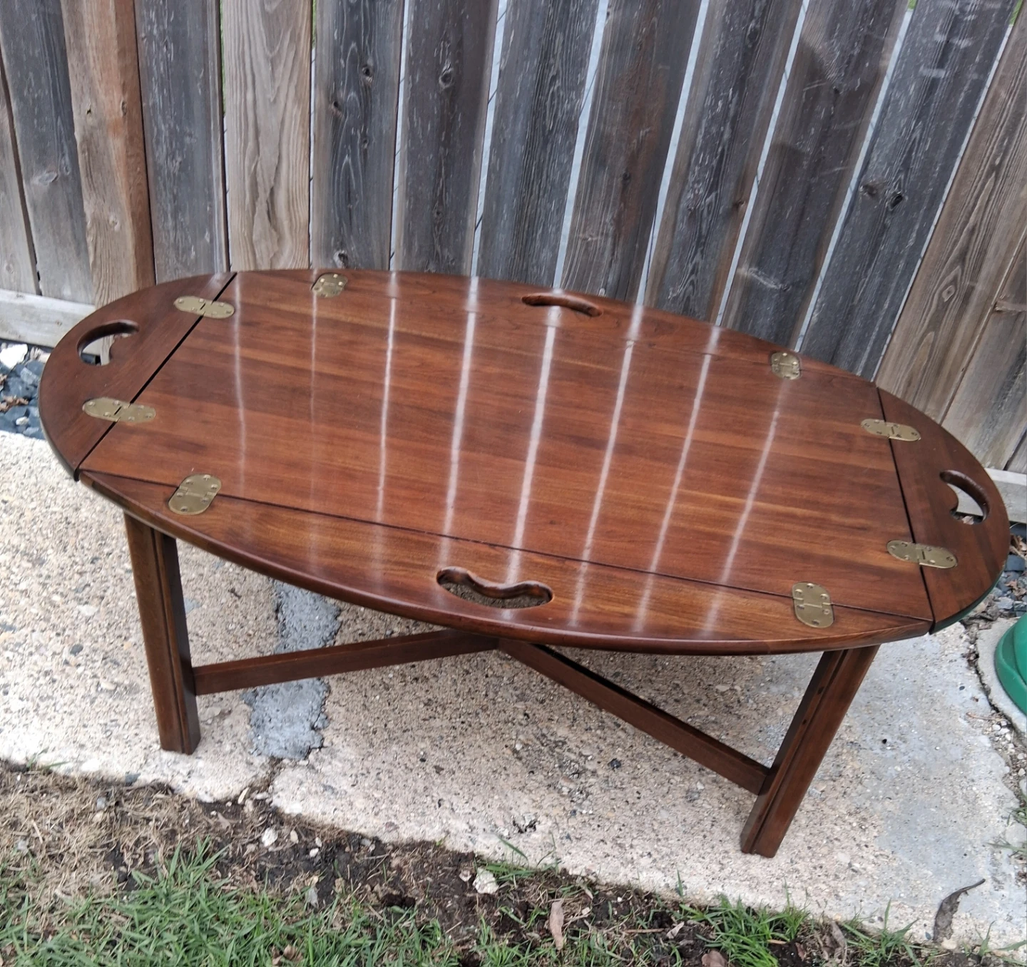 Wooden vintage Folding Tray Table with Handles - photo 4