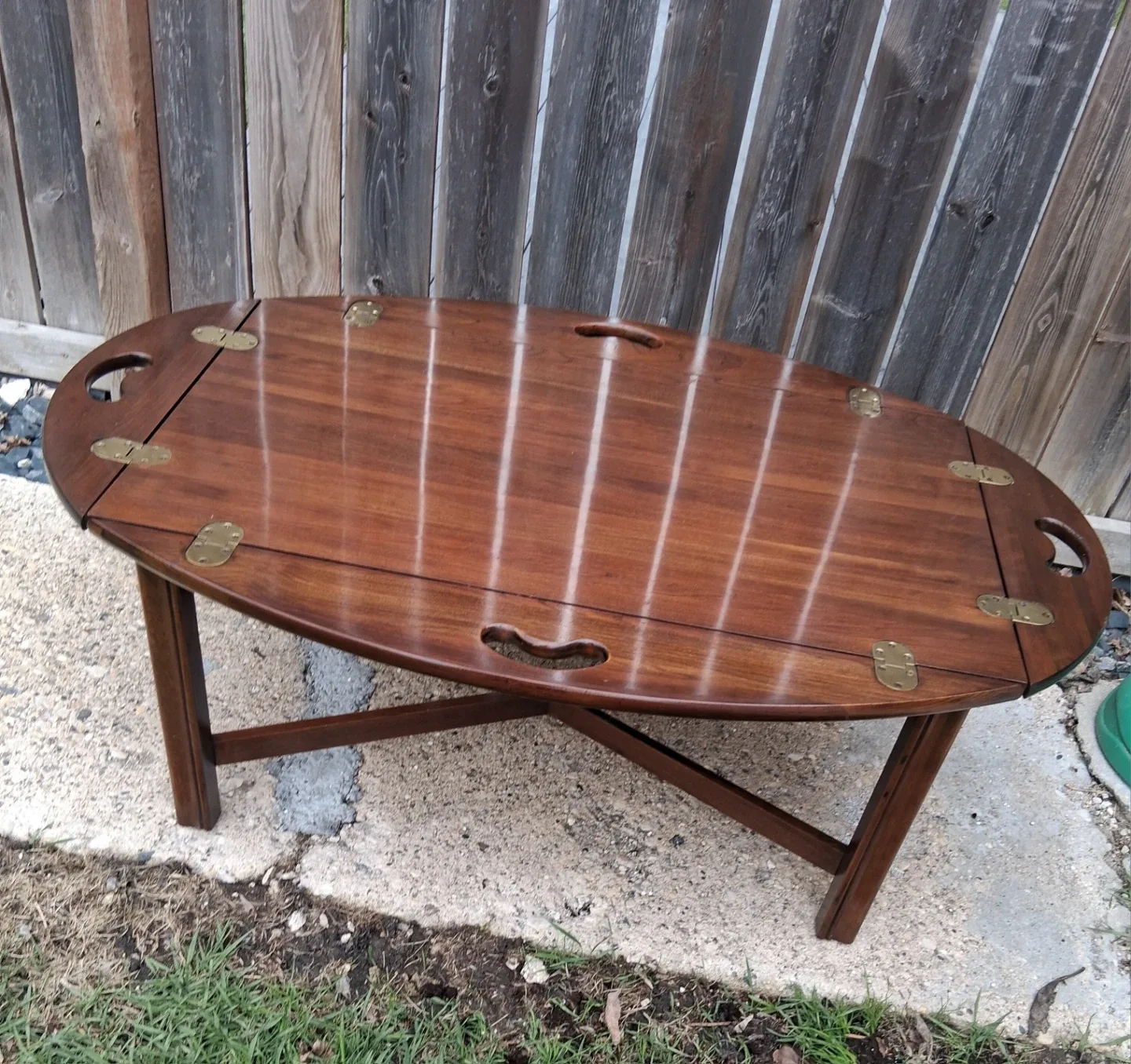 Wooden vintage Folding Tray Table with Handles - photo 4