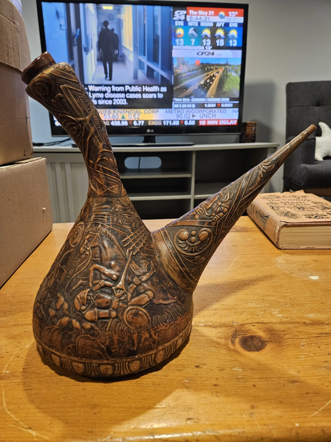 Vintage Spanish Leather Wrapped Wine Decanter