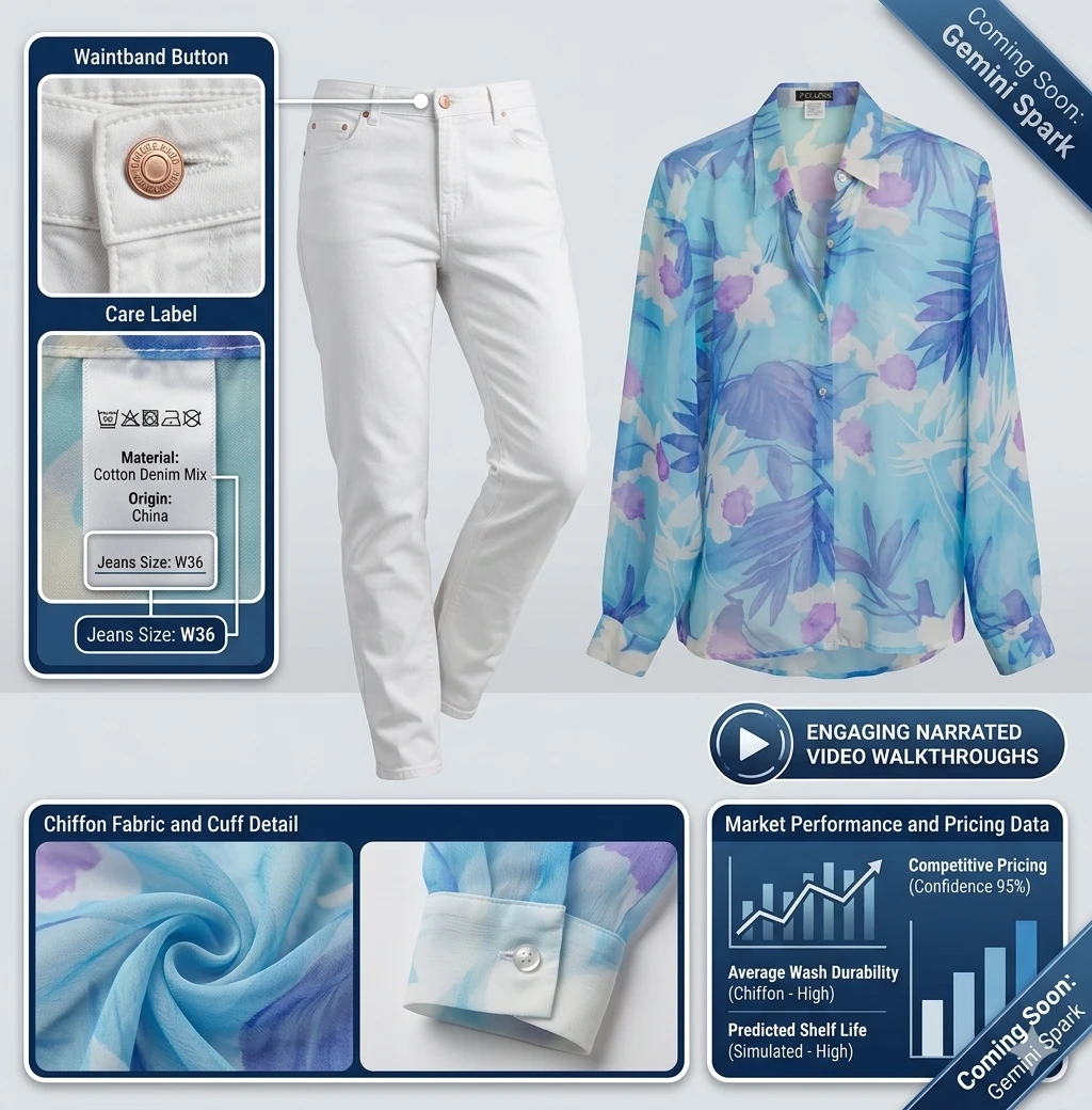 Blue Floral Chiffon Blouse pants and necklace @ other listing - photo 3