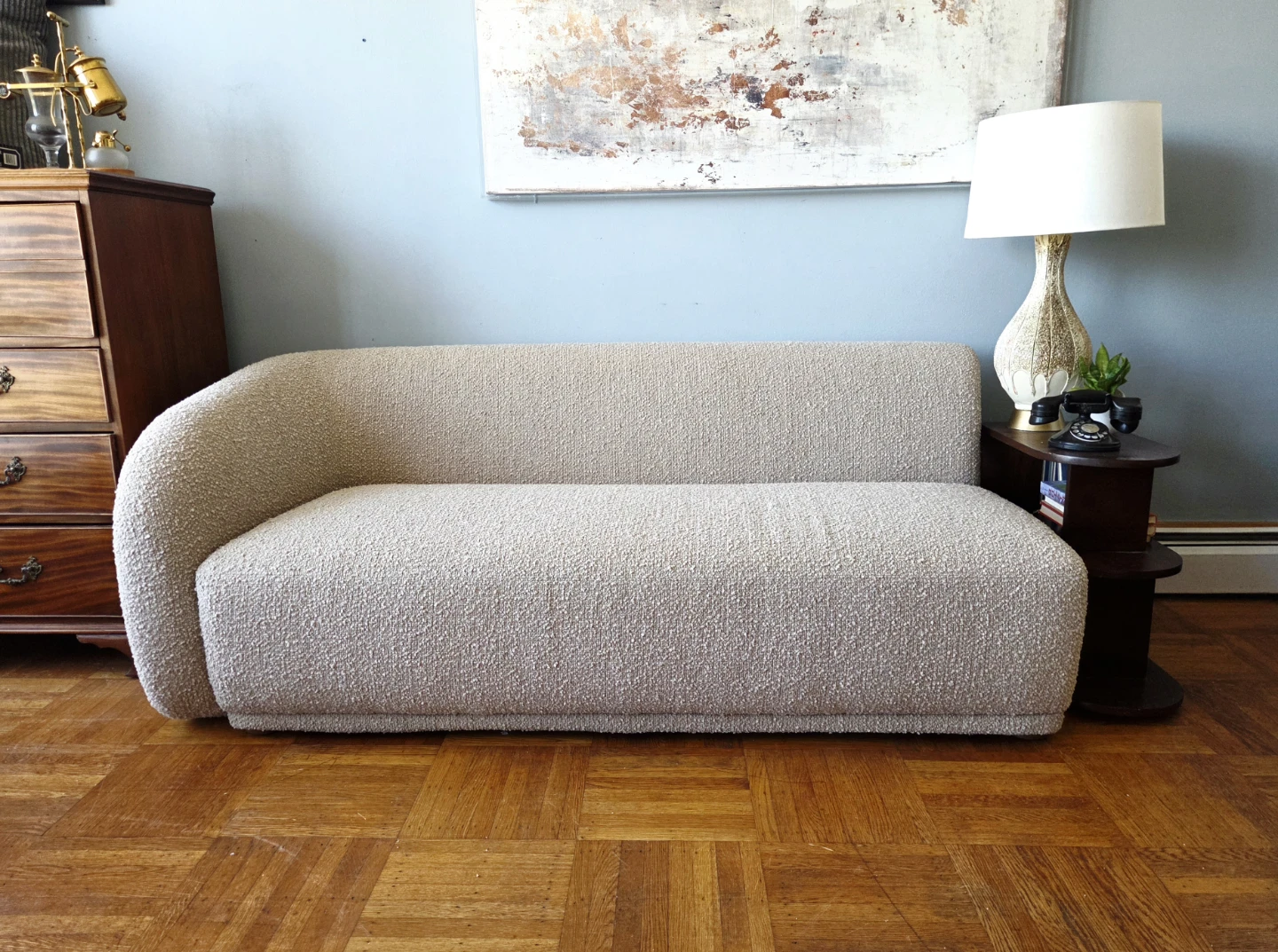 Brand new "Faye" beige bouclè fabric sofa - photo 2