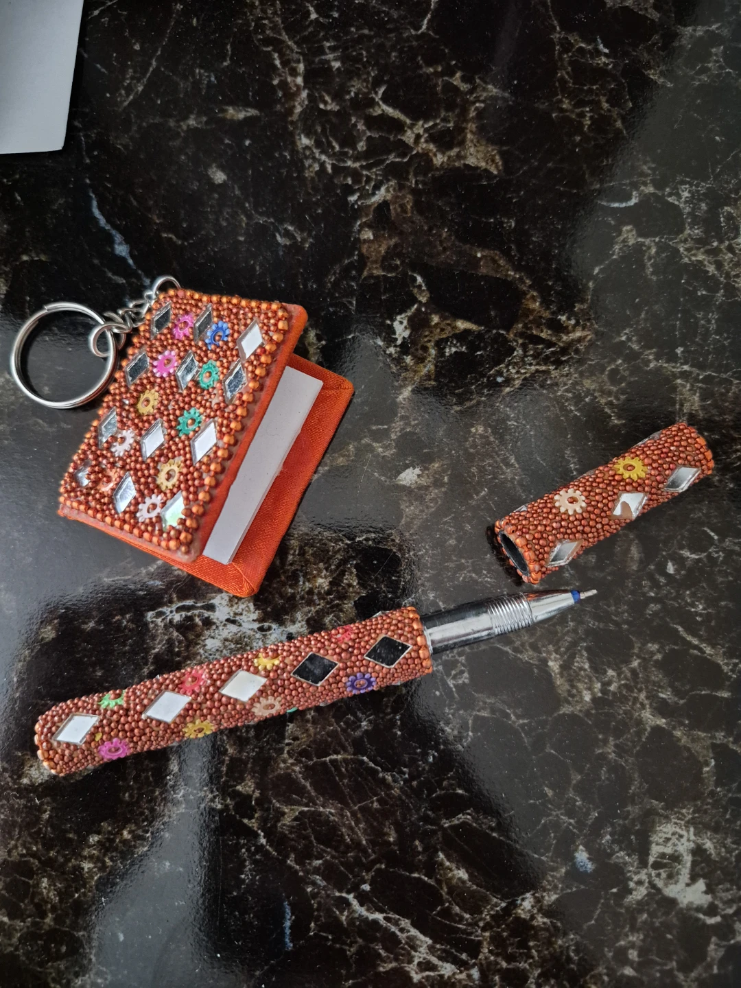 Beaded Mini Notebook Keychain and Pen Set