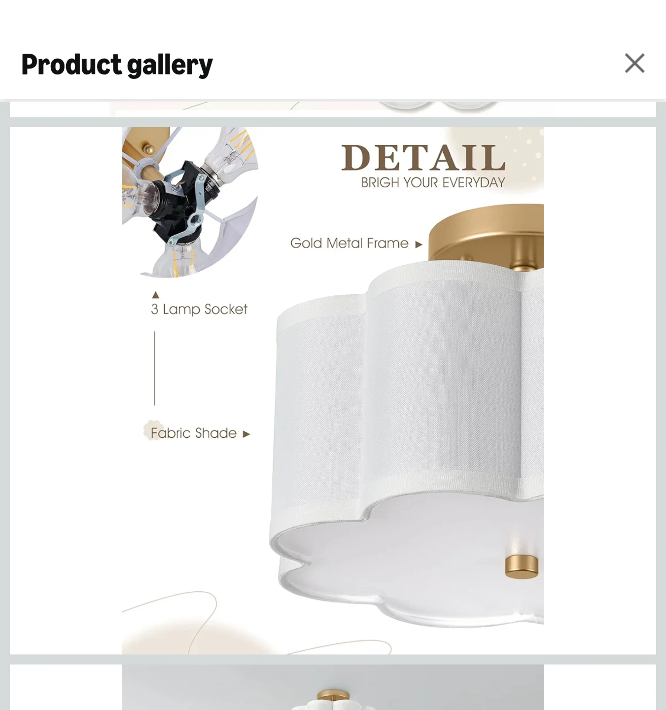 Scalloped Fabric Flush Mount Ceiling Light Fixture - photo 3