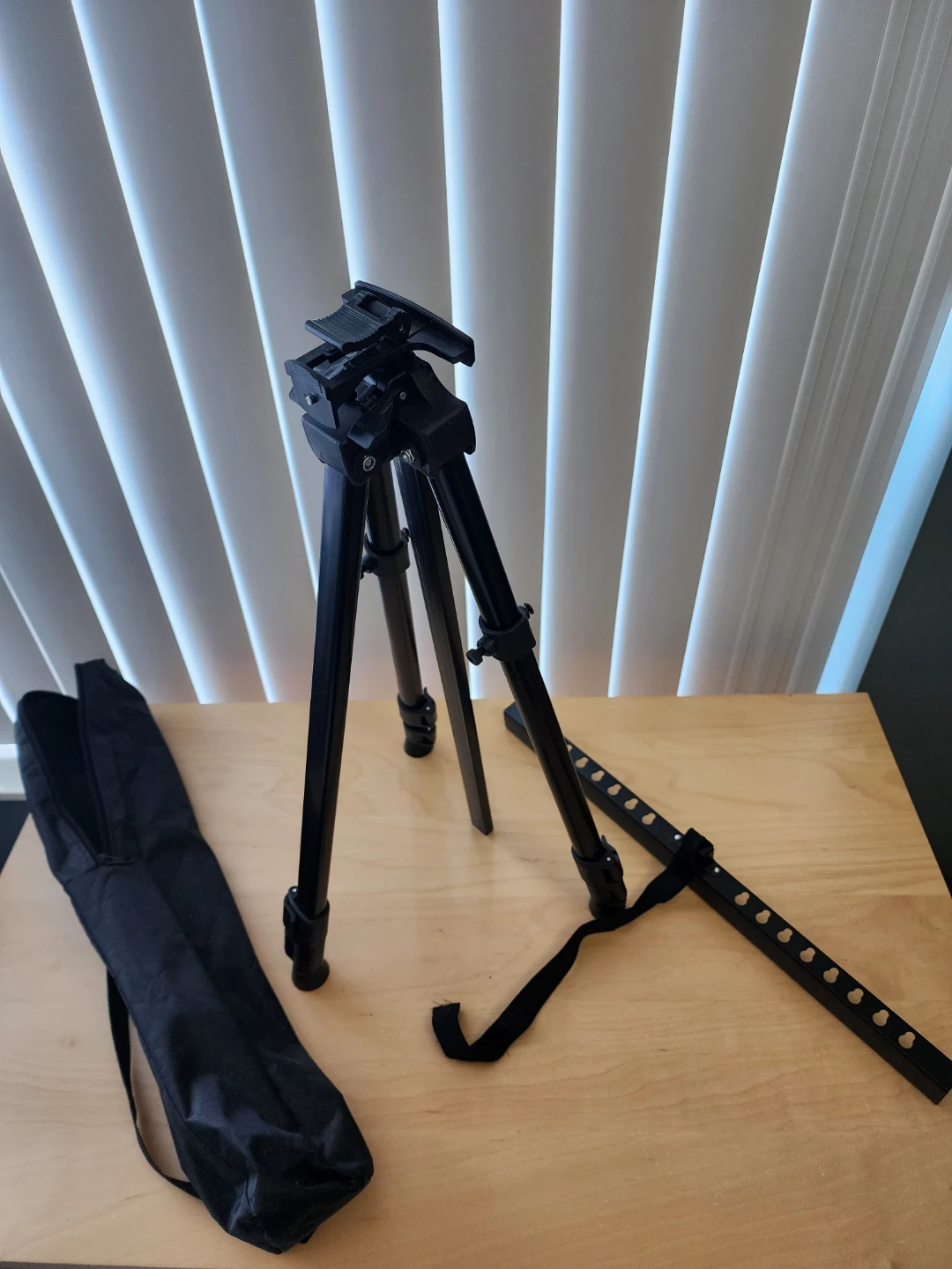 Black Camera Tripod with Carrying Bag