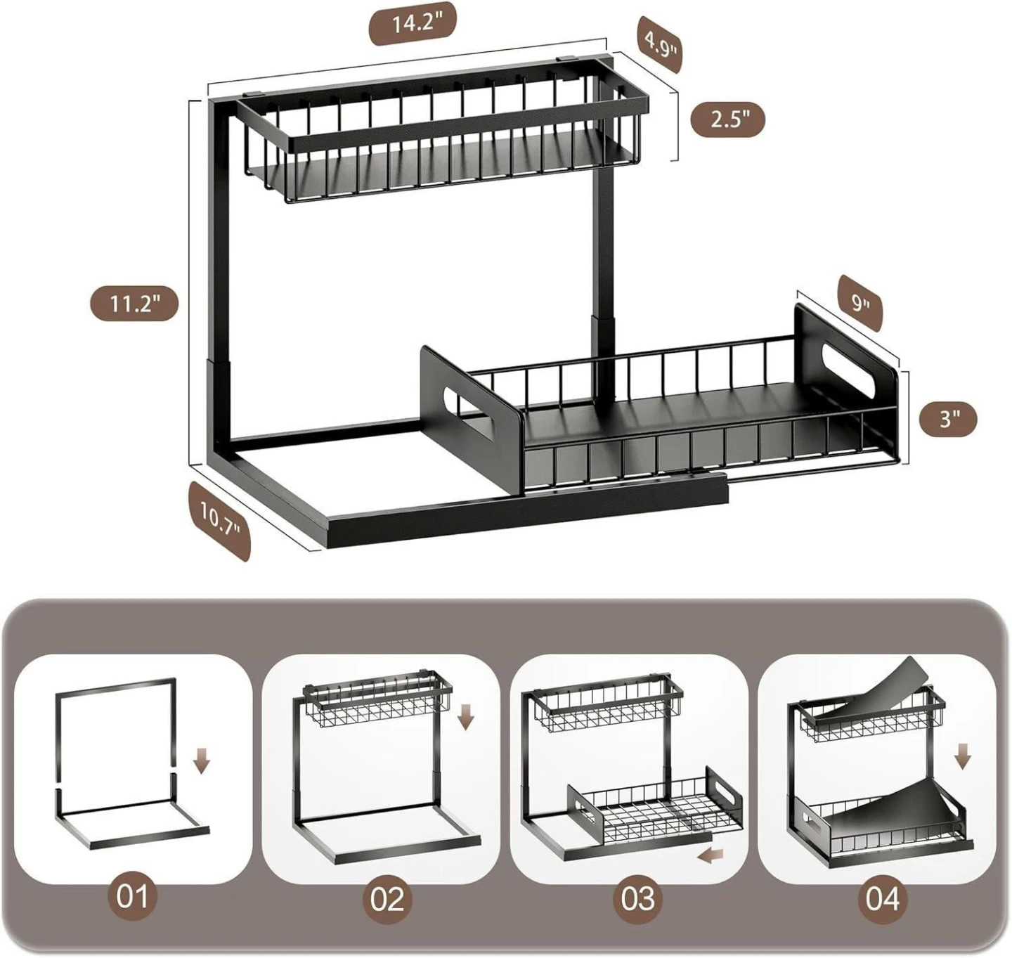 2-Tier Pull-Out Organizer Shelf - photo 3