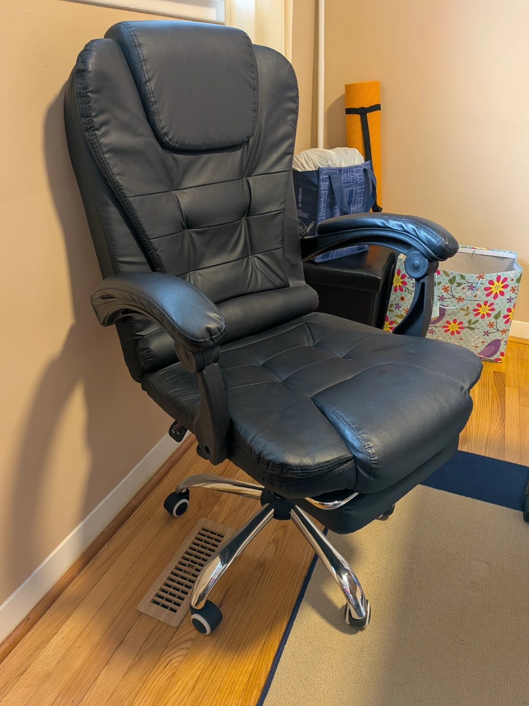 Black Executive Office Chair with Footrest