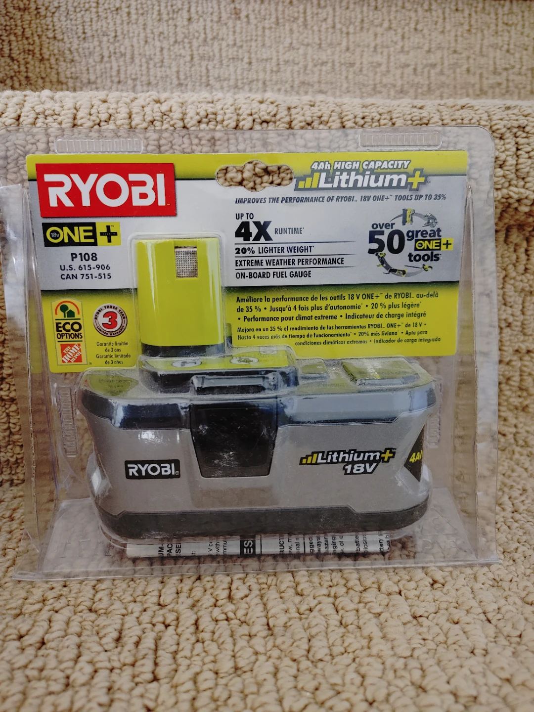 Ryobi ONE+ 18V Lithium+ 4Ah Battery