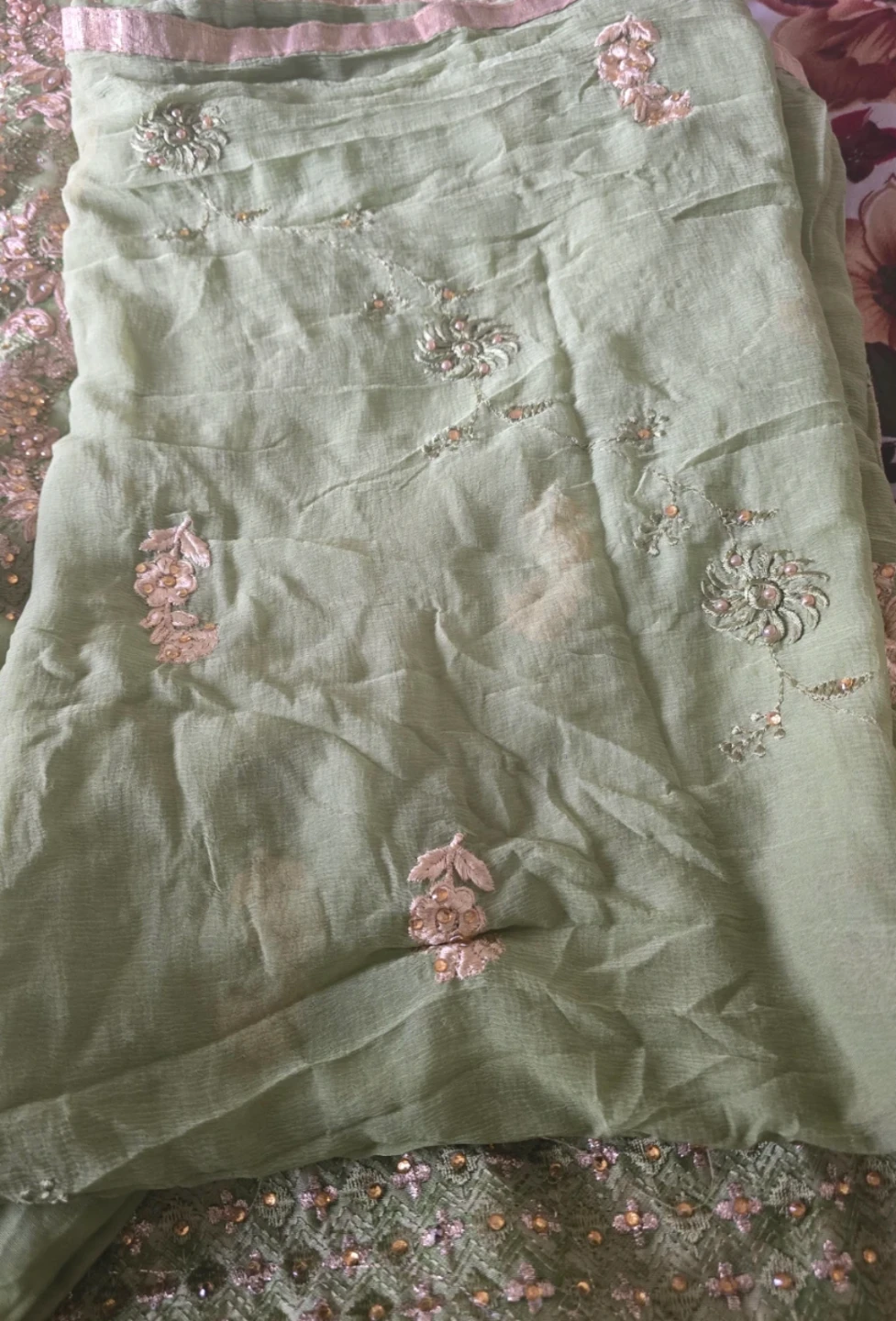 New Green Embroidered Salwar Kameez Dupatta Set - photo 2