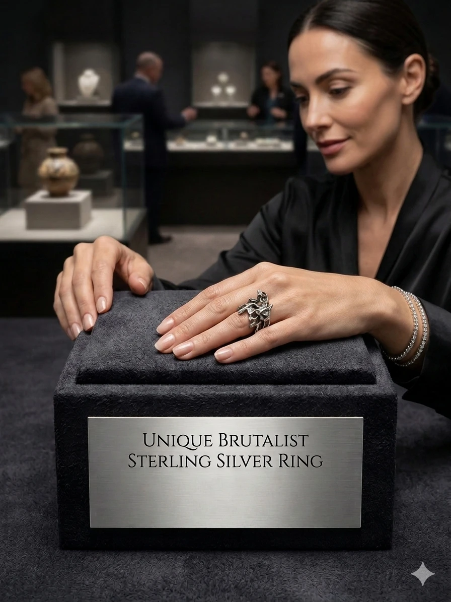 Unique Brutalist Sterling Silver Ring - photo 2