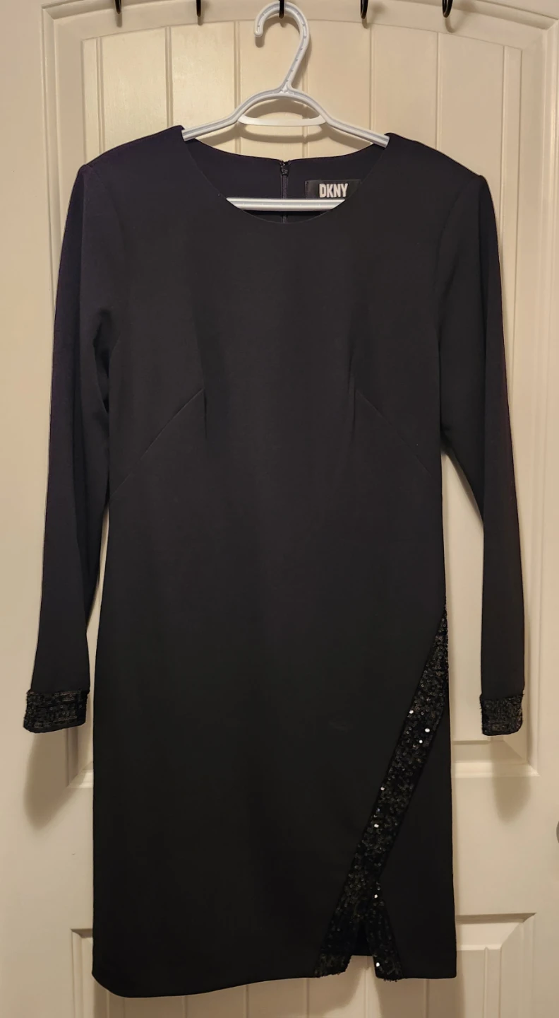 DKNY Black Dress with Sequin Detail - Size US 12