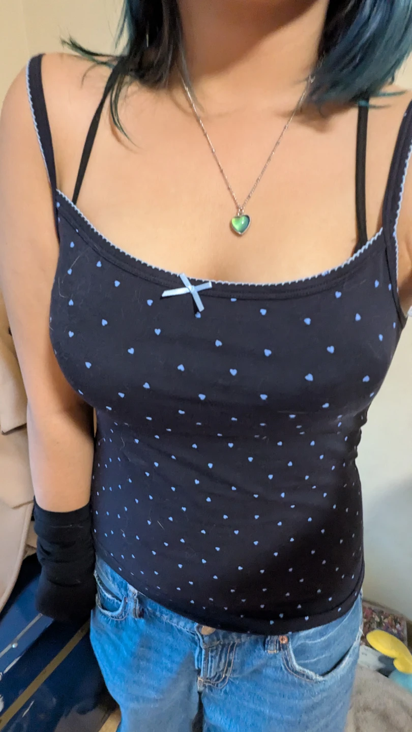 Black tank top with hearts