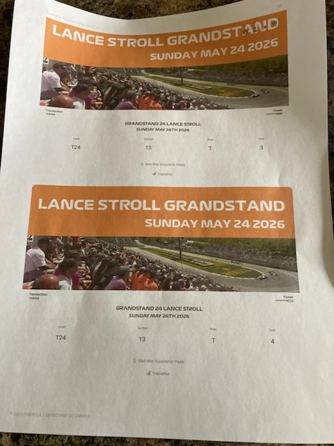 Lance Stroll Grandstand Tickets - Sunday, May 24, 2026