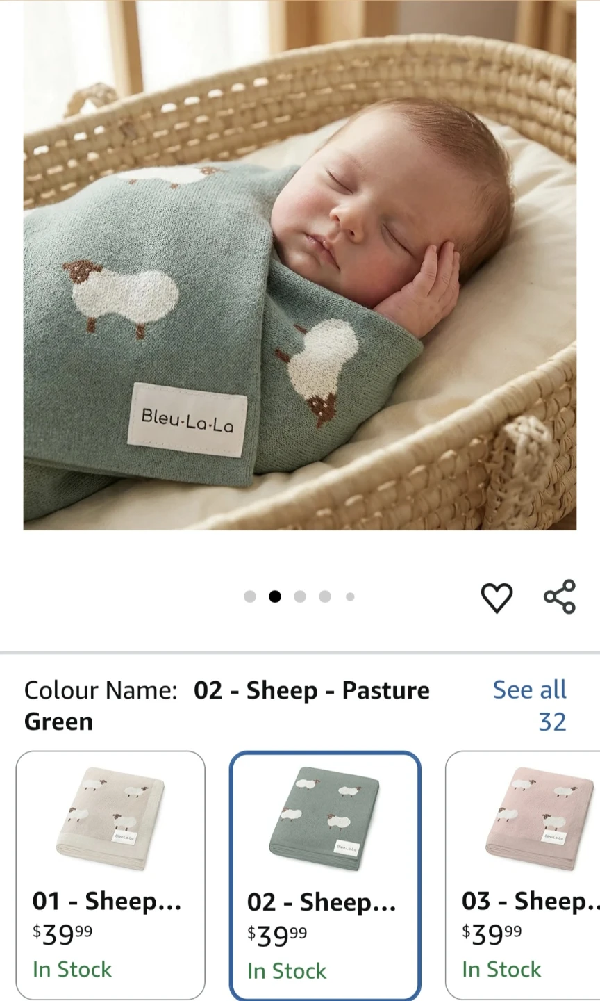 Bleu La La Sheep Baby Blanket - photo 2