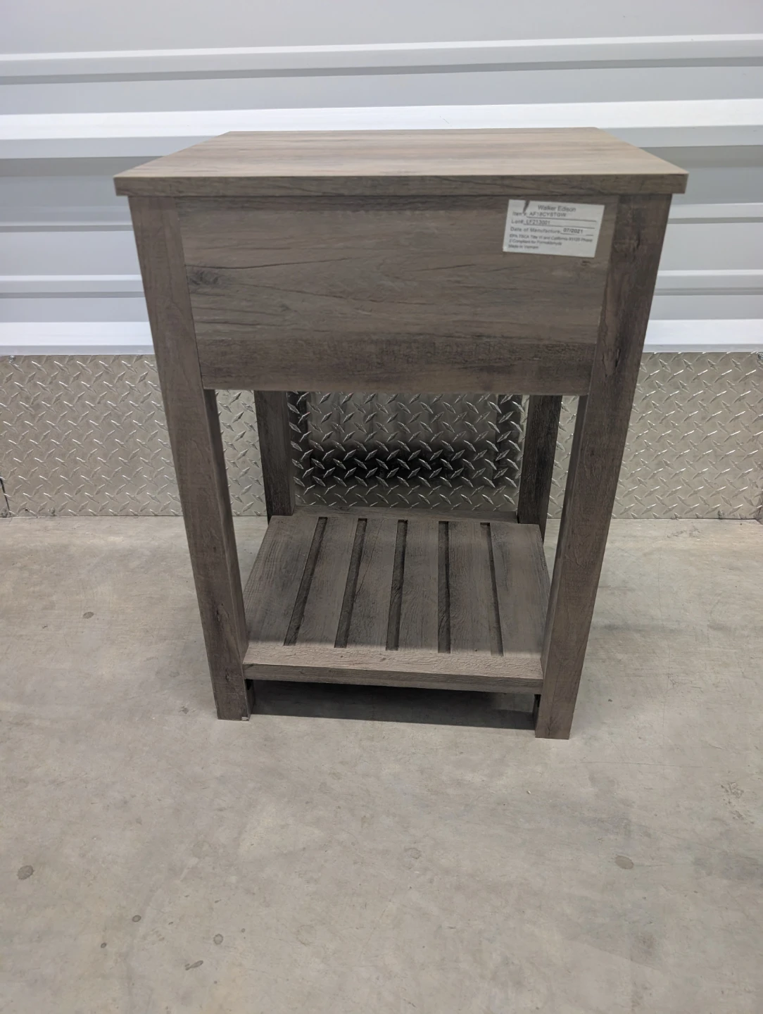 Rustic Gray End Table with Drawer and Shelf - photo 3