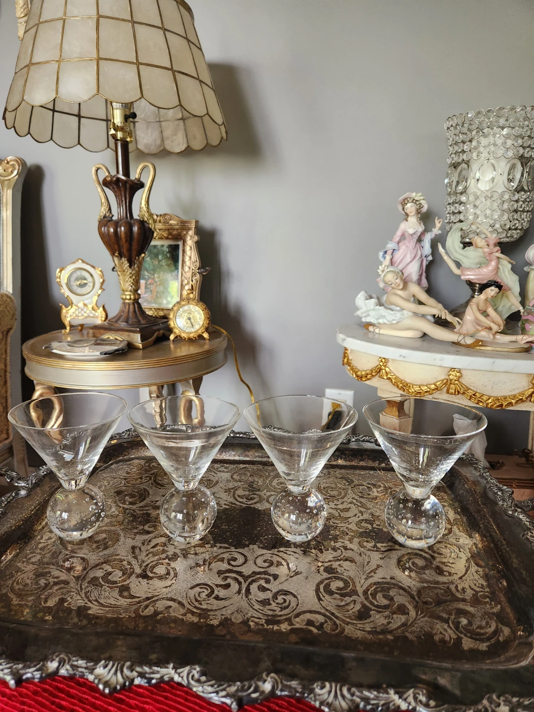Set of 4 Clear Martini Glasses with Bubble Ball Stem - photo 3