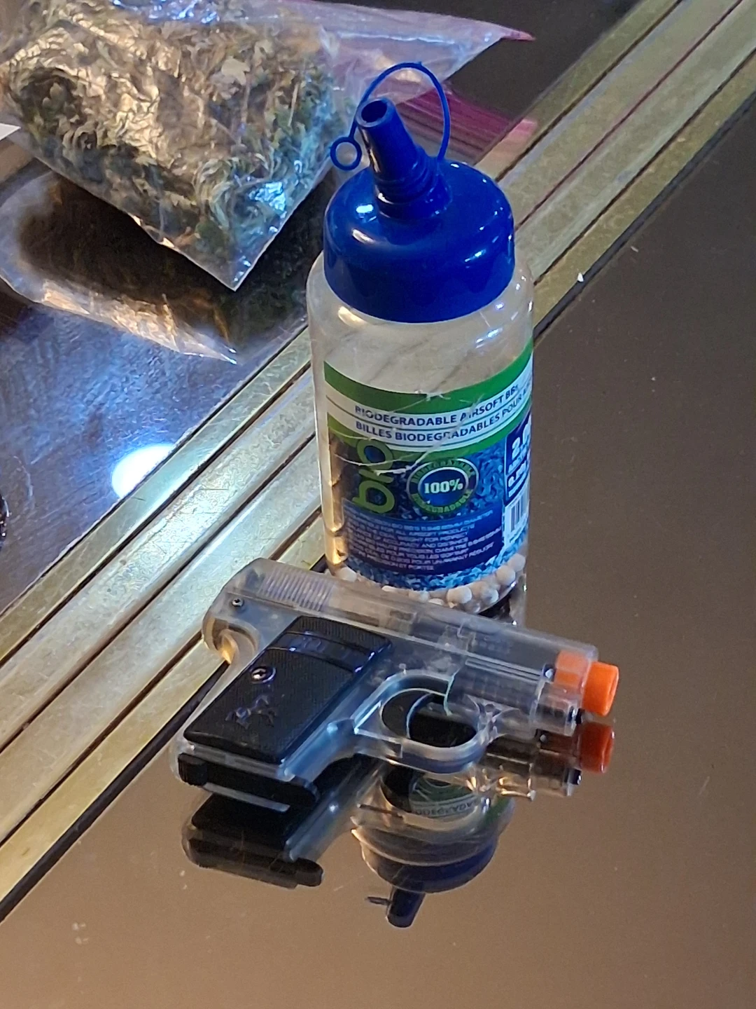 Clear Airsoft Pistol with Biodegradable BBs