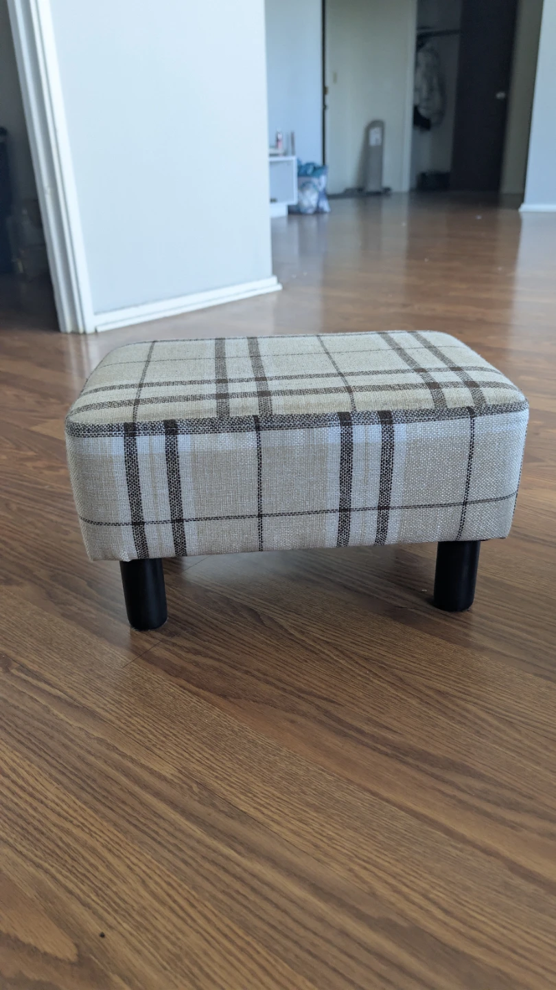 Plaid Footstool Ottoman