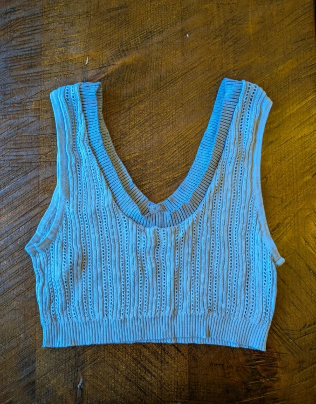 Aeropostale Light Blue Knit V-Neck Crop Top M - photo 3