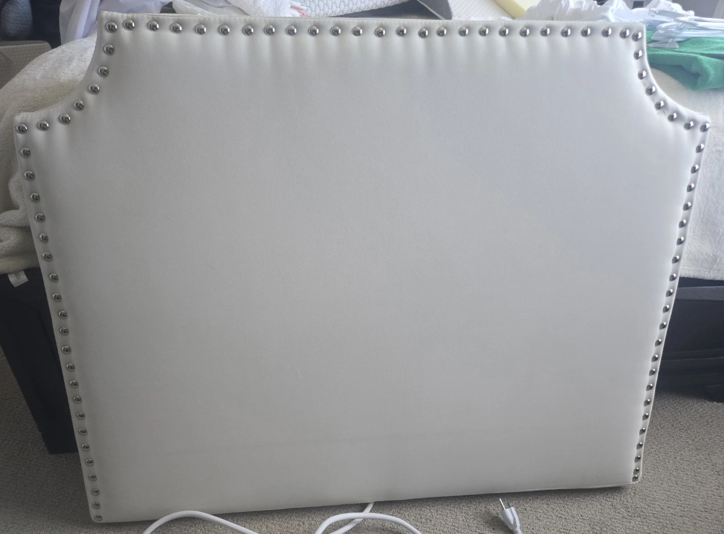 Single Bed White Upholstered Headboard