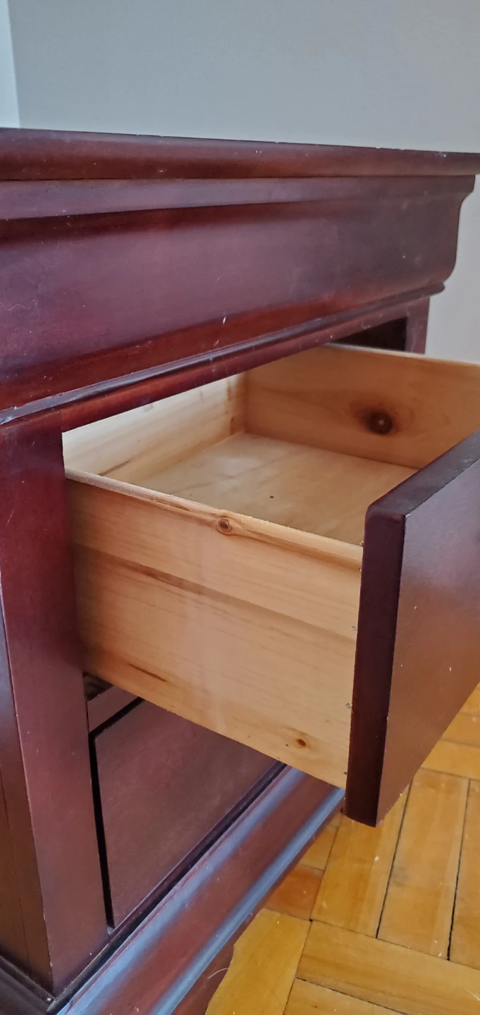 Dark Cherry Wood Nightstand with Two Drawers - photo 2