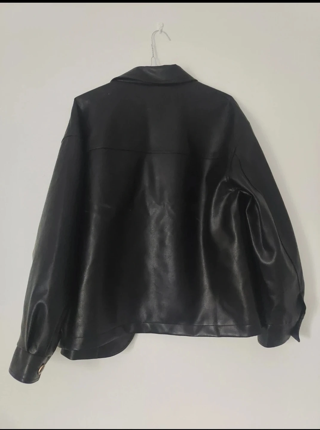STRIDE Black Faux Leather Oversized Jacket - Medium