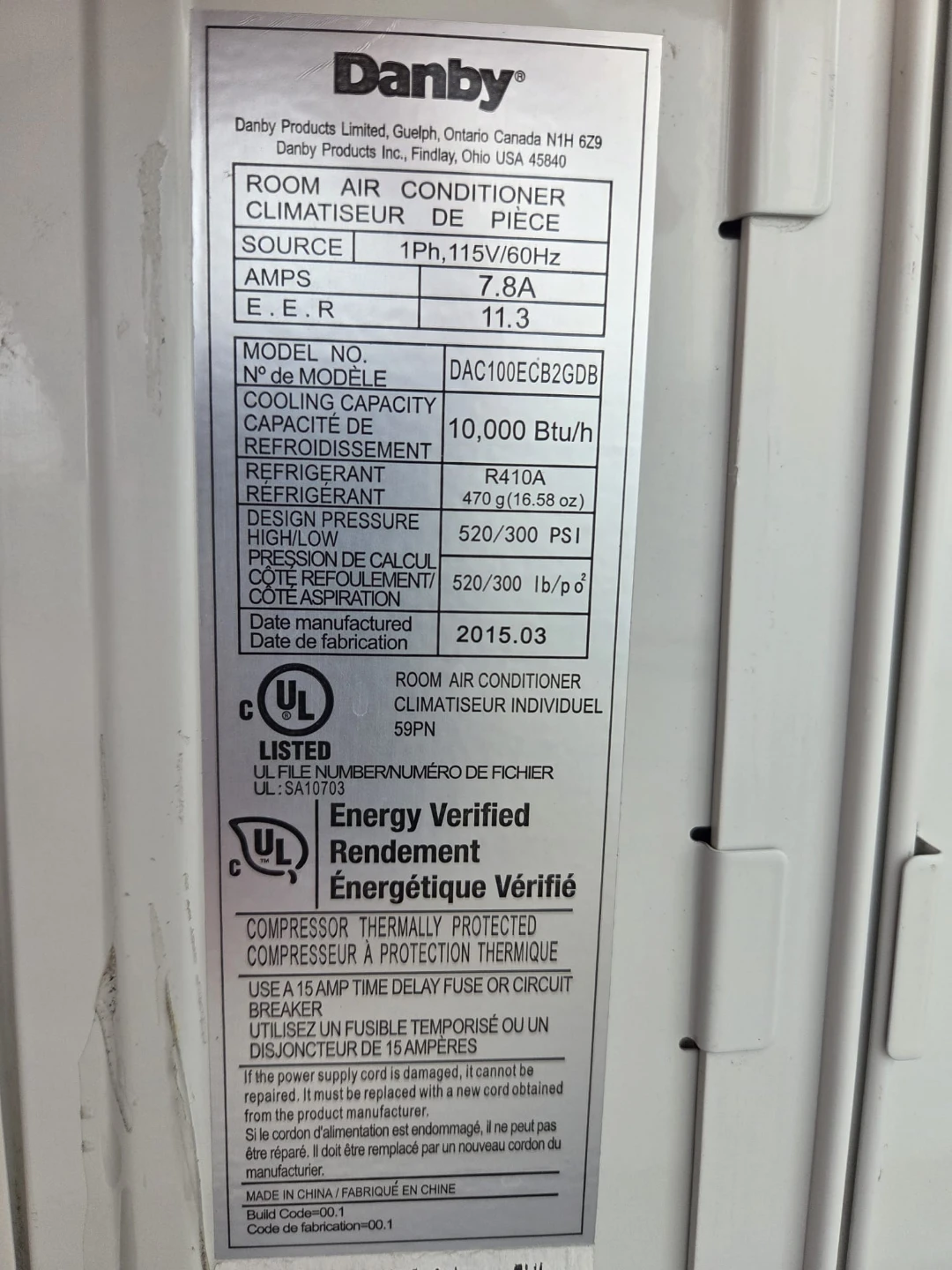 Danby 10,000 BTU Room Air Conditioner - photo 5