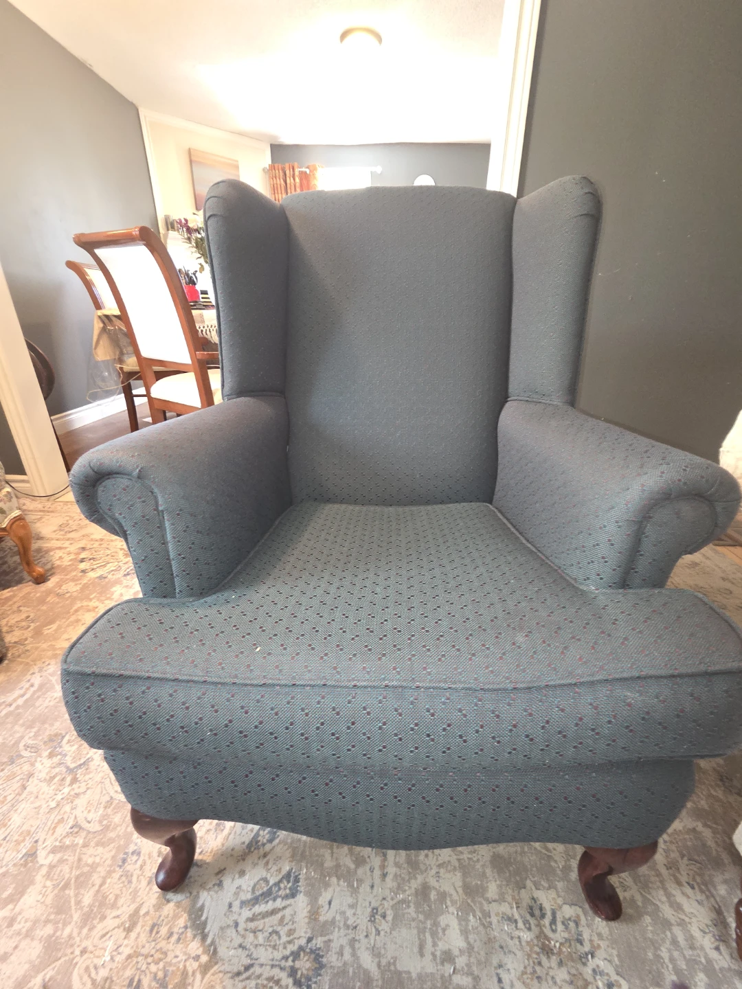 Dark Blue Wingback Armchair