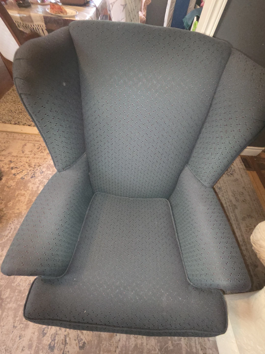 Dark Blue Wingback Armchair - photo 2