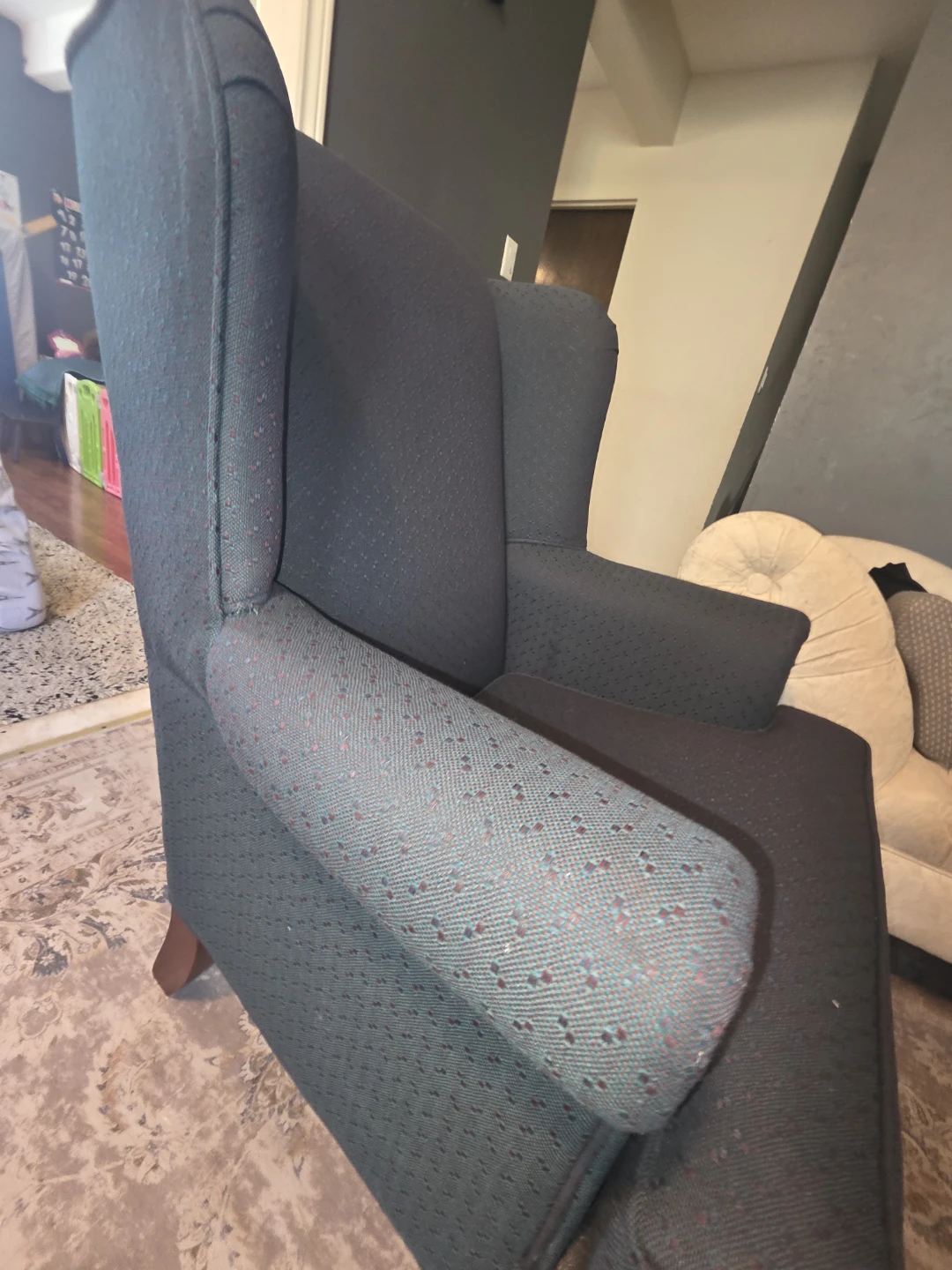 Dark Blue Wingback Armchair - photo 3