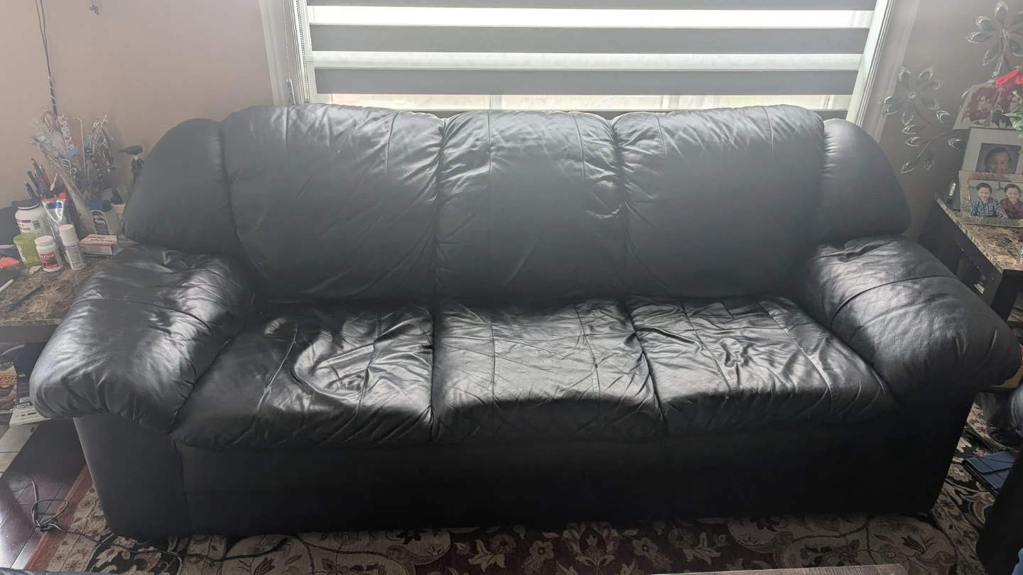 Black Leather Sofa - photo 2