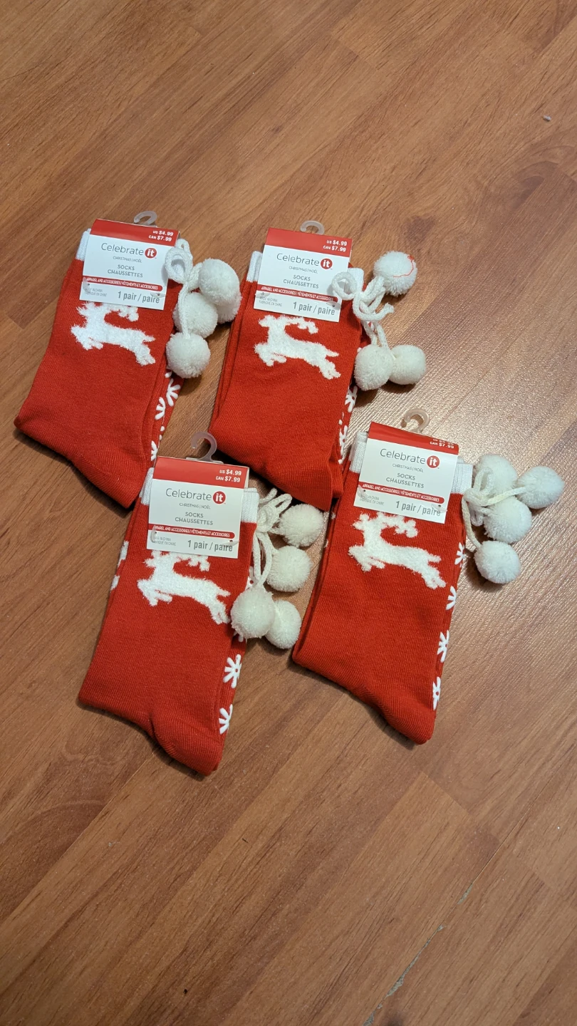 Celebrate It Christmas Socks with Pom Poms