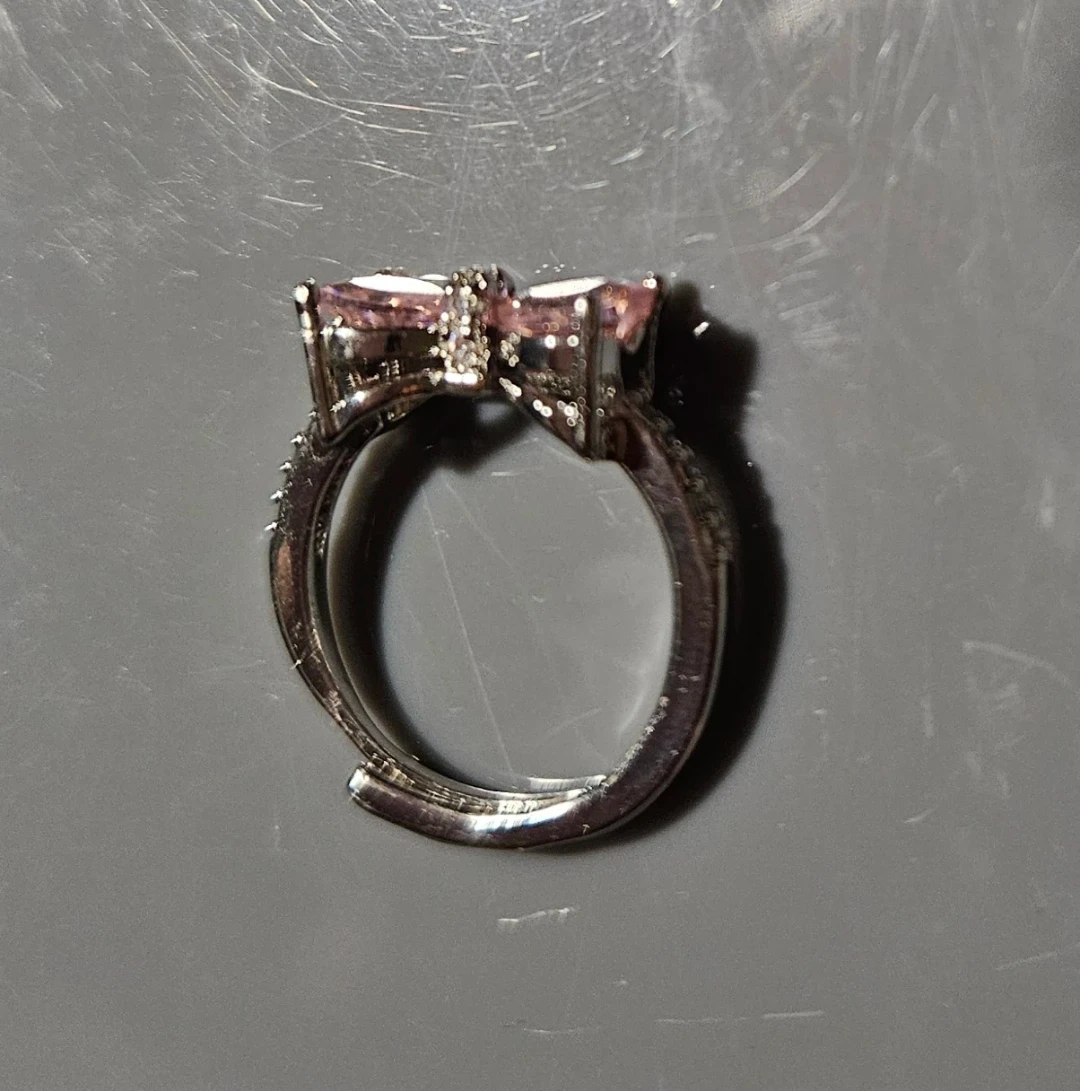 Silver Bow Ring with Pink Stones - photo 2