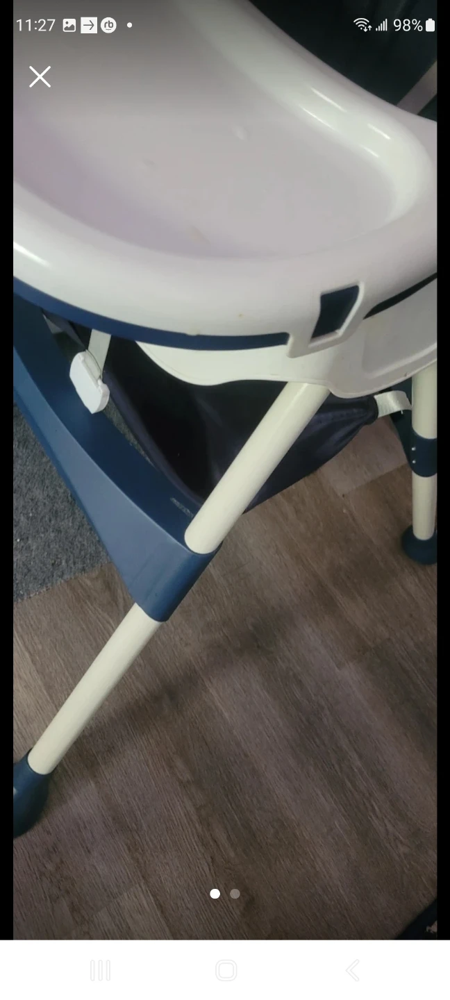 Blue and White High Chair