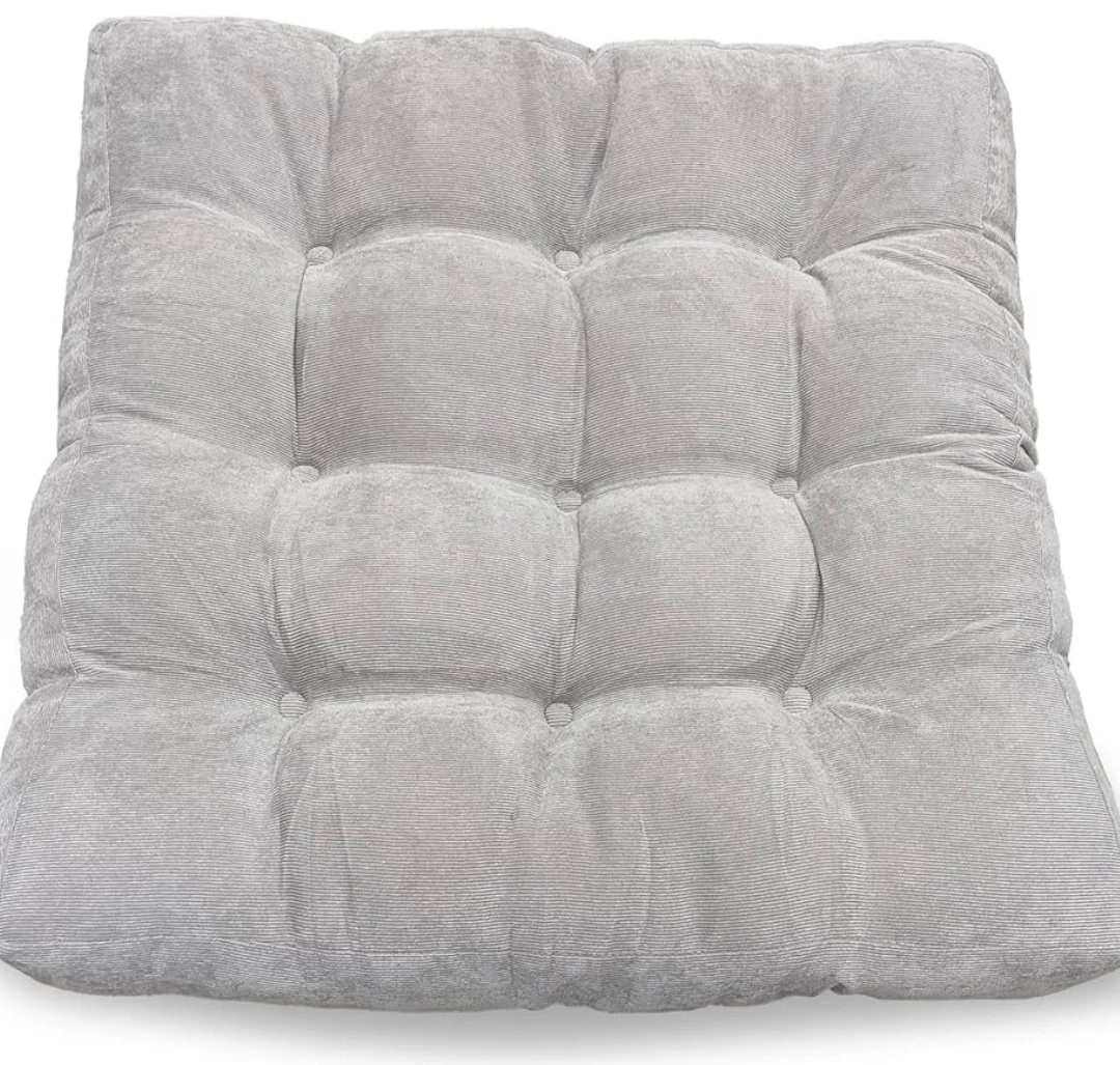Tufted Square Floor Cushion - Light Grey 4 pieces