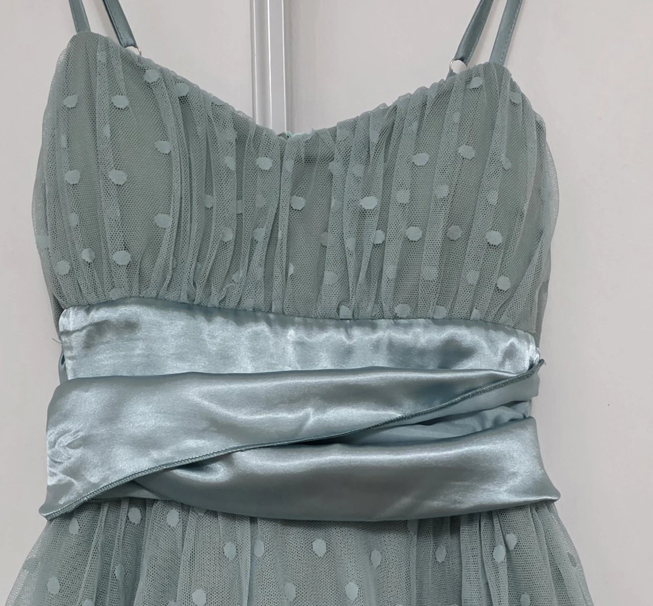 Women's Polka Dot Tulle Dress - Light Blue - photo 3
