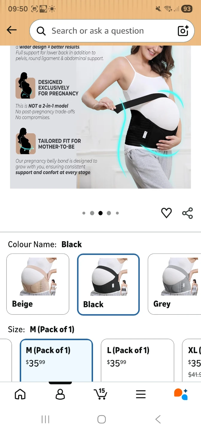Neotech Care Pregnancy Belly Band - Size M, Black