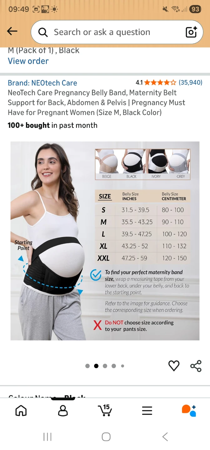 Neotech Care Pregnancy Belly Band - Size M, Black - photo 2