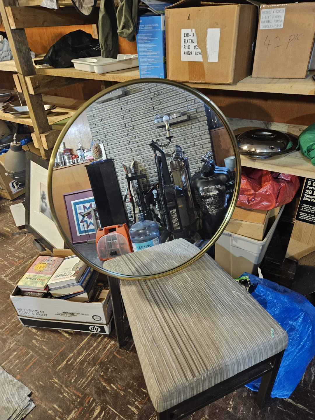 Round Gold Trim Mirror - photo 2